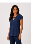 Blusa decote trancado marinho.,